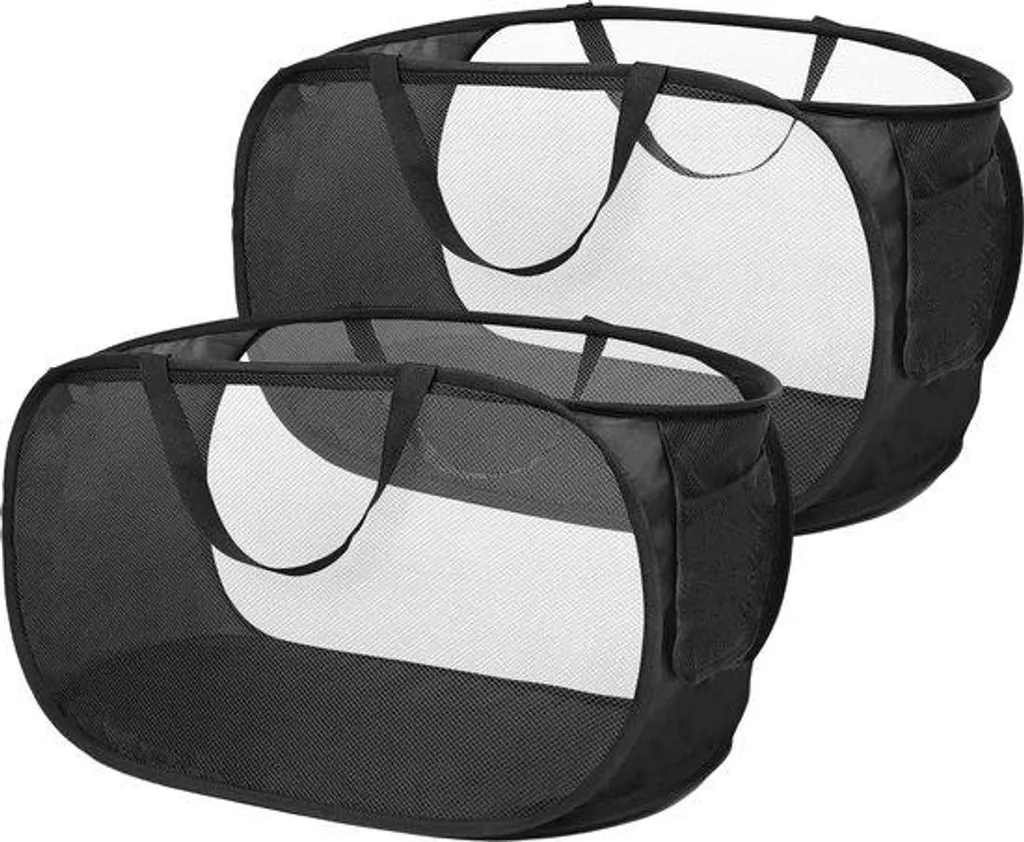 Rangement linge pour studio et voyage - Lot de 2 paniers filet pliables