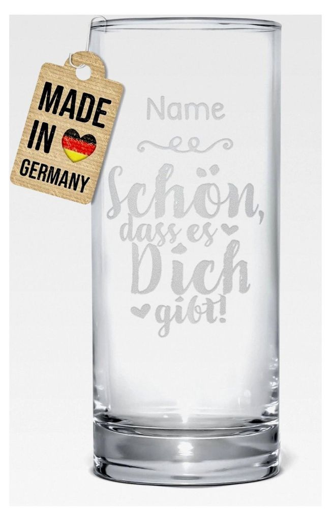 Trinkglas mit Gravur - Schön, dass es Dich gibt - personalisiert mit Name, Geschenk für beste Freundin, graviertes Trinkglas mit Name, 400 ml