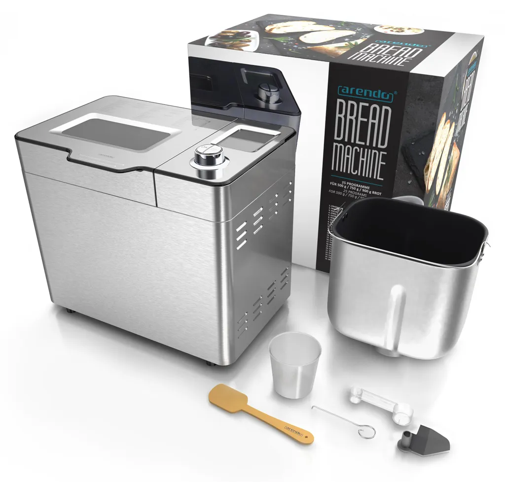 Arendo Bread Maker 1kg: 25 Funzioni Automatiche e Design Acciaio - 9