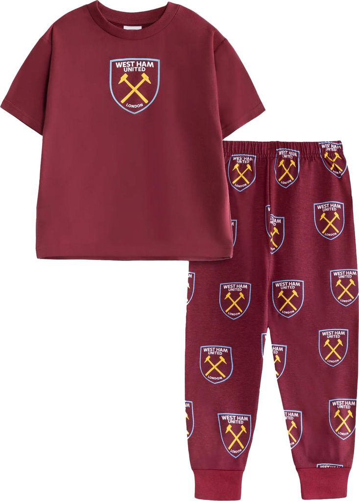 West Ham United FC - Schlafanzug mit langer Hose für Jungen NS9491 (92) (Rotwein)