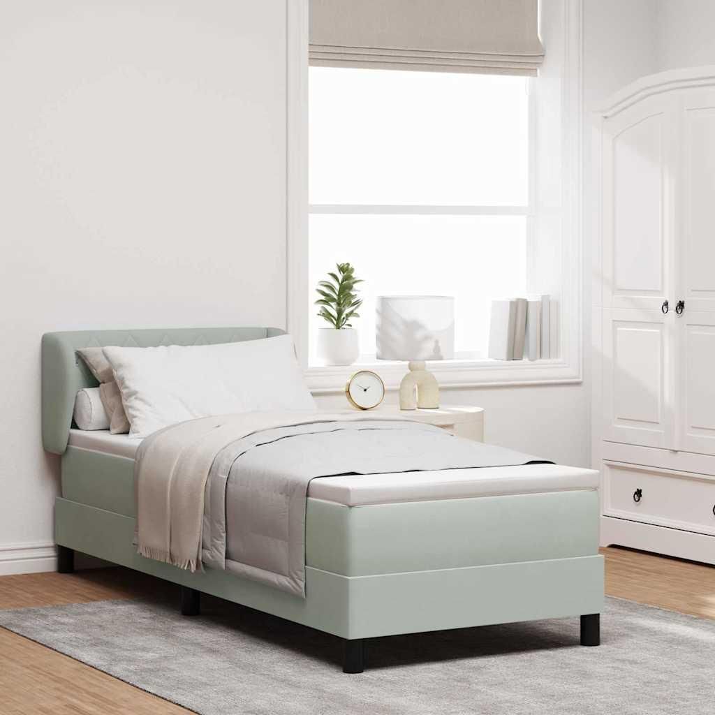 Boxspringbett mit Matratze Hellgrau 80 x 200 cm Samt