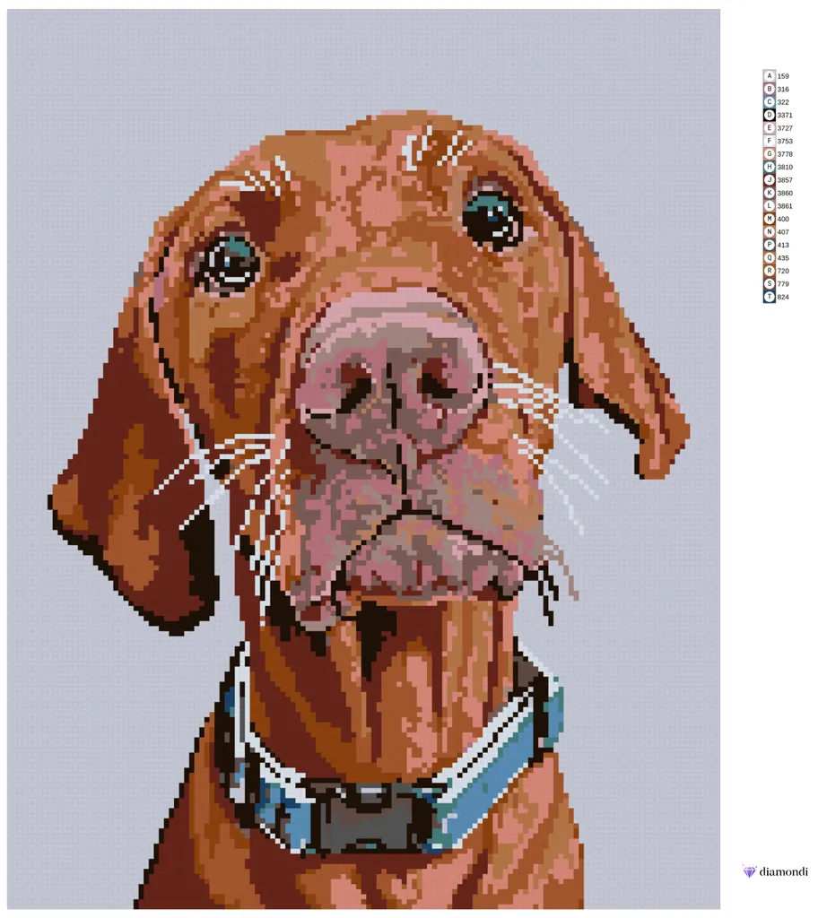 Zuty Diamond Painting Rhodesian Ridgeback 40x50 - Kit Completo Mosaico - 5