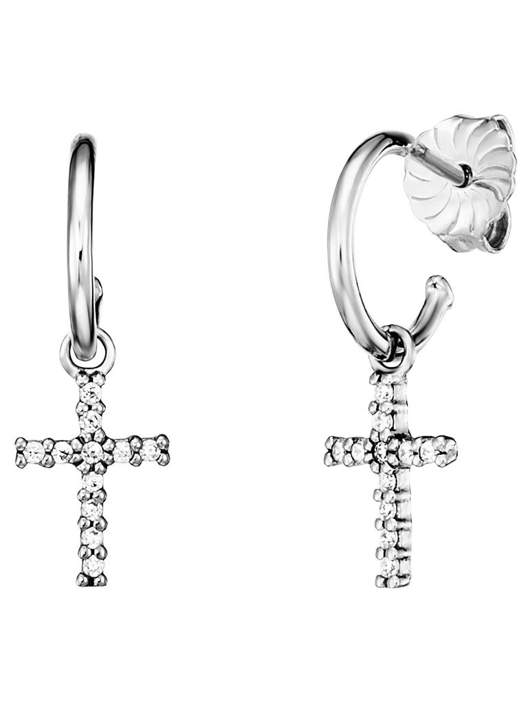 Julie Julsen JJER01147.1 Damen Ohrringe Kreuz Silber 925 Silber weiß