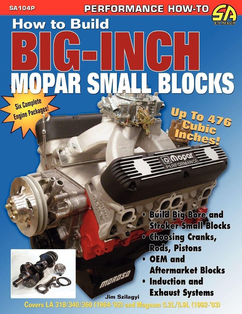 How to Build Big-Inch Mopar Small Blocks. Szilagy, Jim New.