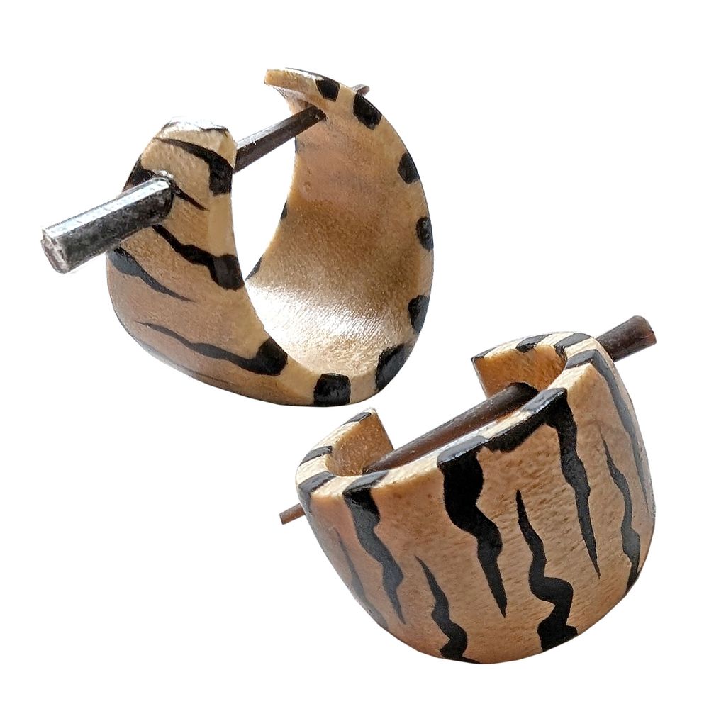 viva-adorno kleine Holzohrringe Damenohrringe Creolen Horn Pin verschiedene Farben CC163,3 Zweifarbig