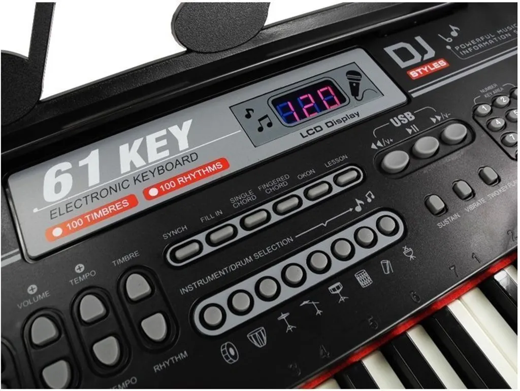Orgue à clavier 328-06 multifonction avec micro et secteur noir - 5