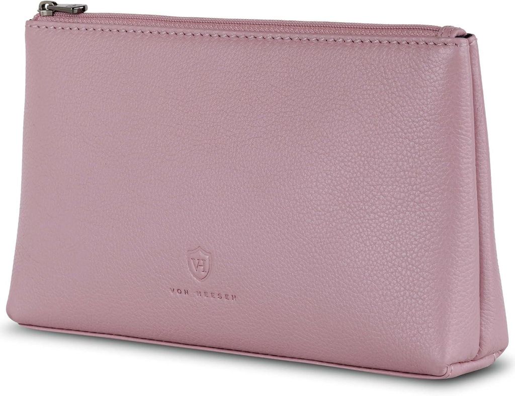 Echtleder Kosmetiktasche für Damen und Herren Kulturbeutel Waschtasche aus Nappaleder Reise Kosmetik Organizer mit Reißverschluss
