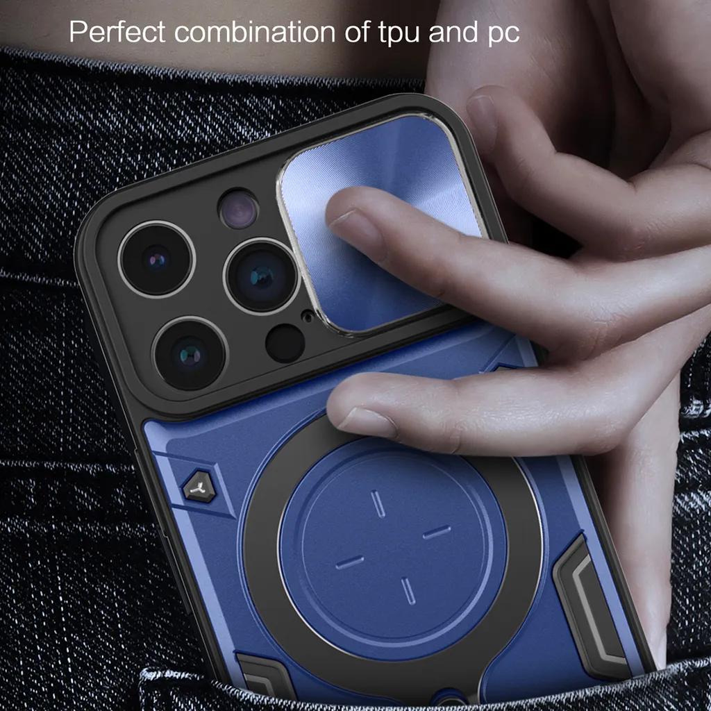 Offerta Custodia iPhone 13 Pro: Protezione Totale Blu con Anello - 8