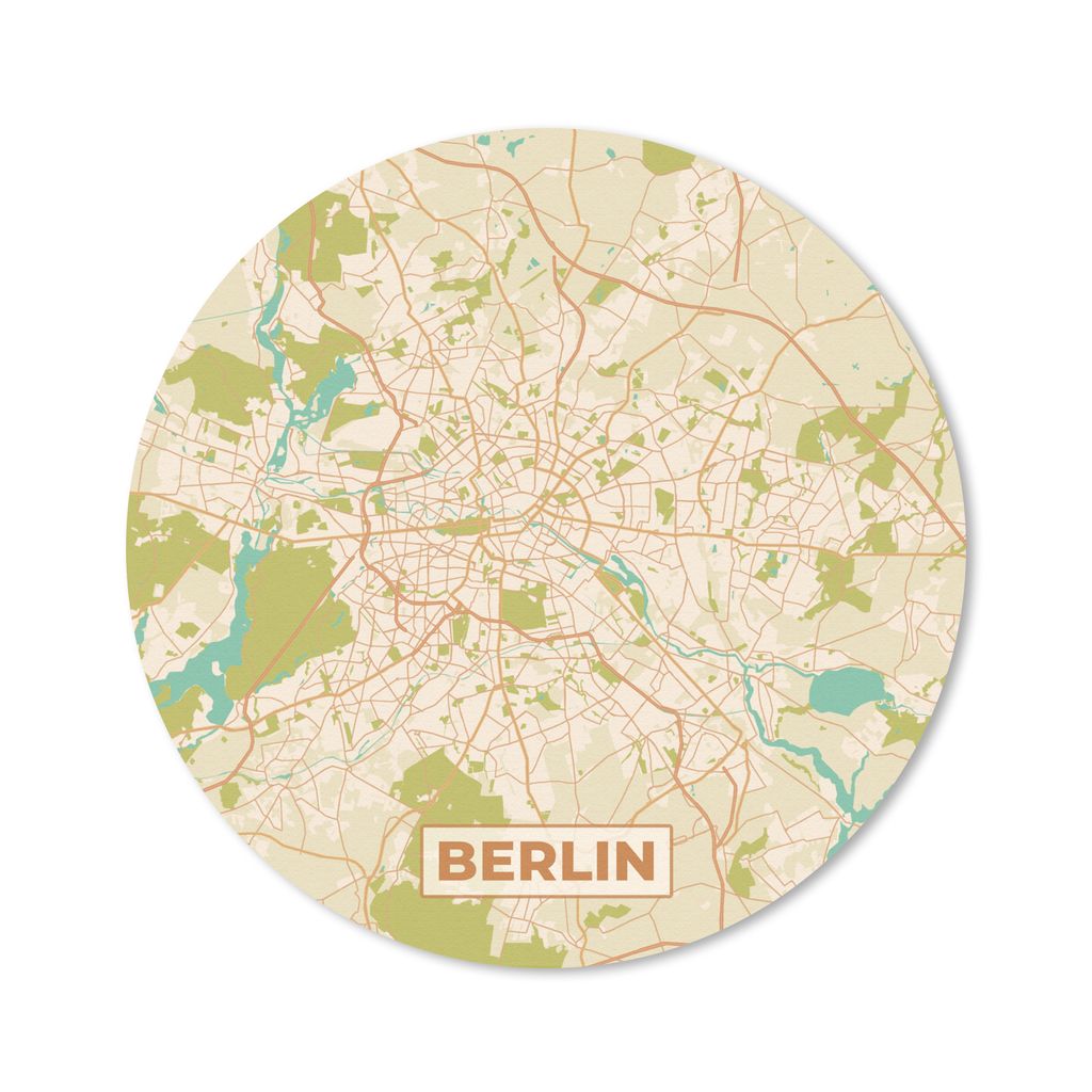 MuchoWow Mauspad Mousepad Stadtplan - Berlin - Vintage - Stadtplan 30x30 cm - Mousepads - Maus Mat - Pad - Mausunterlage - Tischunterlage - Schre...