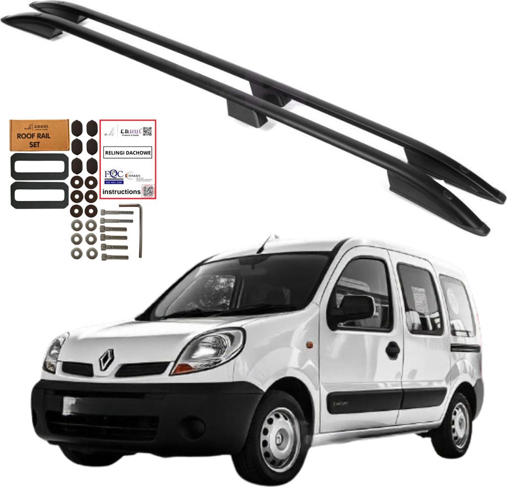 Barre portatutto RENAULT KANGOO 1999-2008 Alluminio Nero Immagine del prodotto 