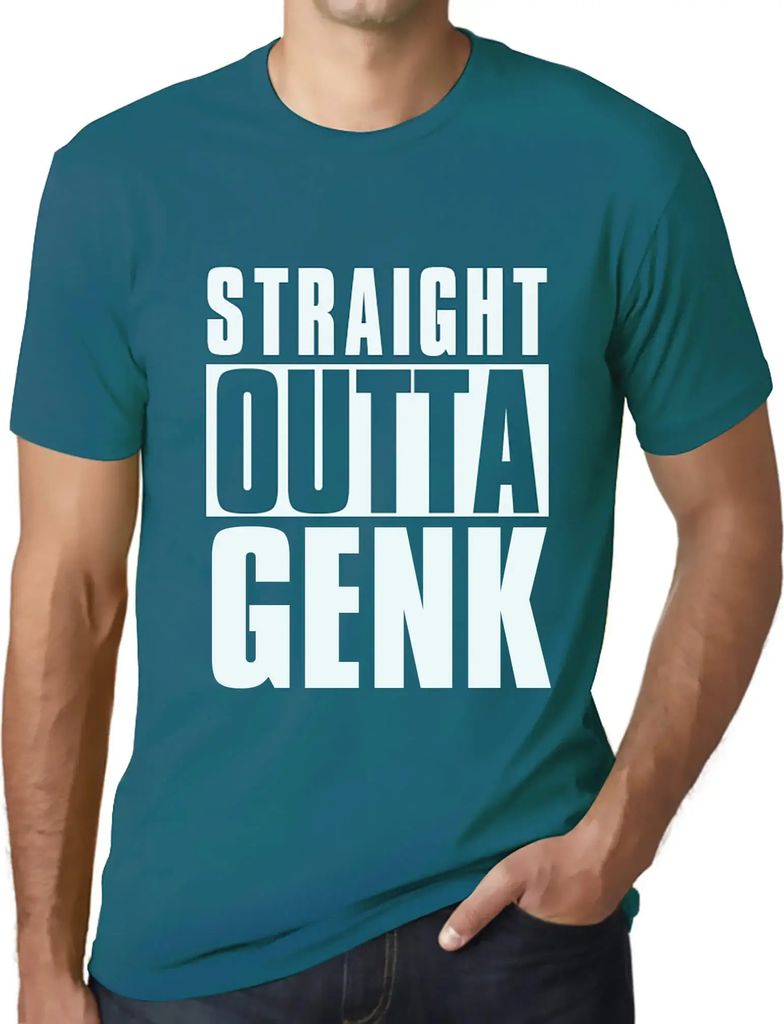 Herren Grafik T-Shirt Direkt aus Genk – Straight Outta Genk – Öko-Verantwortlich Vintage Jahrgang Kurzarm Lustige Druck Geburtstag Geschenk Mann