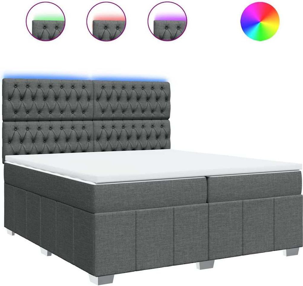 vidaXL Boxspringbett mit Matratze Dunkelgrau 200x200 cm Stoff