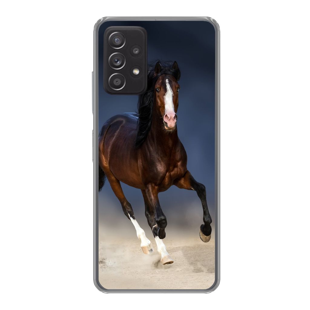 MuchoWow Handyhülle Schutzhülle Hülle für Samsung galaxy a73 Pferde - Tiere - Sand Silikon Softcase Handy Hülle - Handyhülle