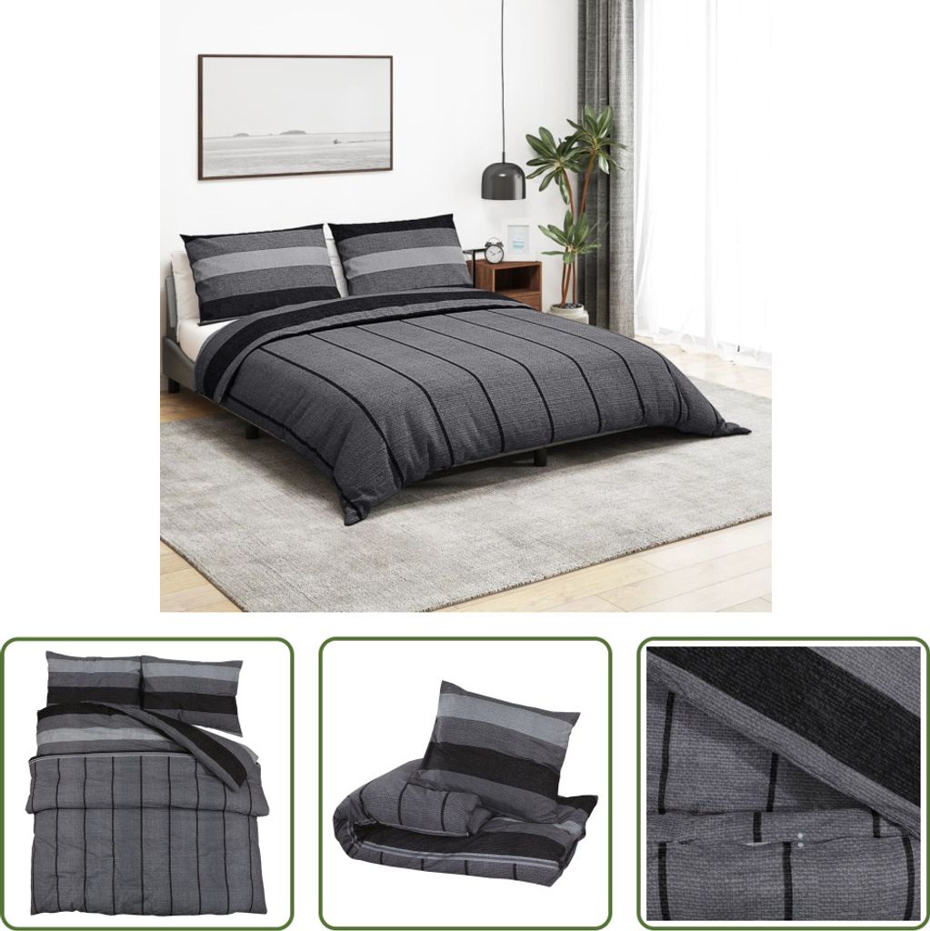 The Living Store Bettwäsche-Set Dunkelgrau 200x200 cm Baumwolle