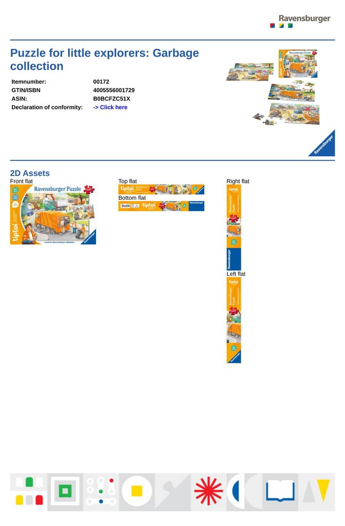Puzzle für kleine Entdecker: Müllabfuhr Ravensburger 00172 Produktbild 