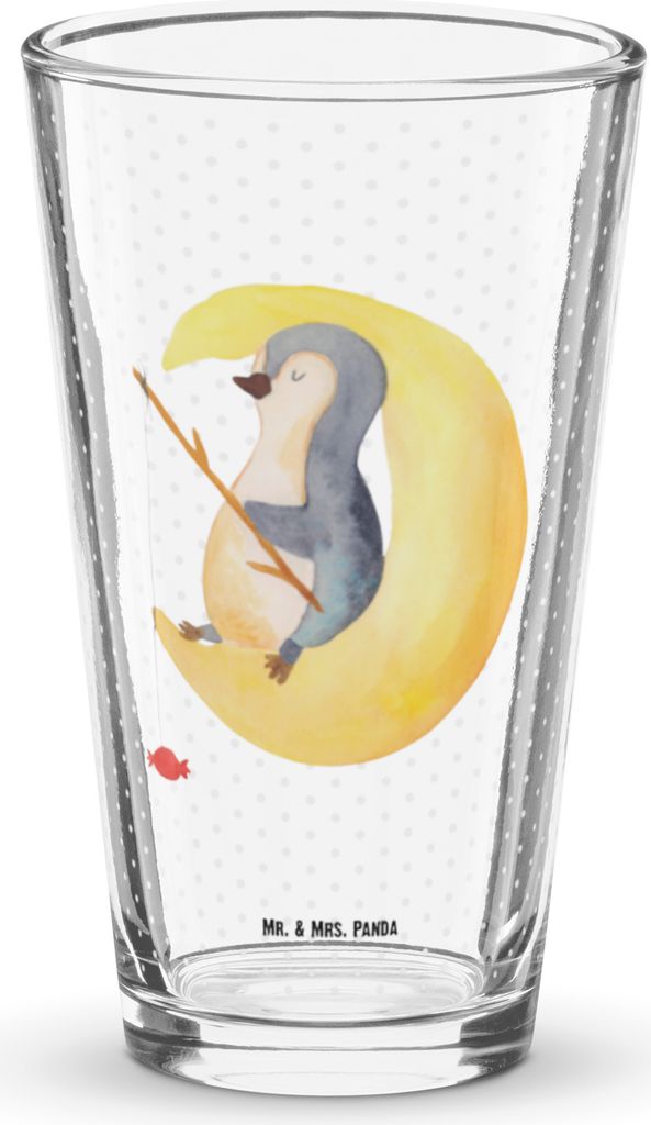 Mr. & Mrs. Panda Bierglas Pinguin Mond - Transparent - Geschenk, Saftglas, Cocktailglas, Spruch, Glasbecher, Tumbler, Erschöpft, Schlafzimmer, Gla...