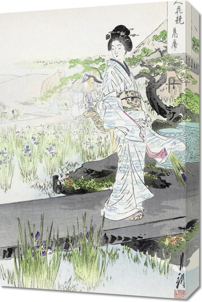 Bild 40x60cm Iris Garten, Japanische Gekko Vintage für das Wohnzimmer
