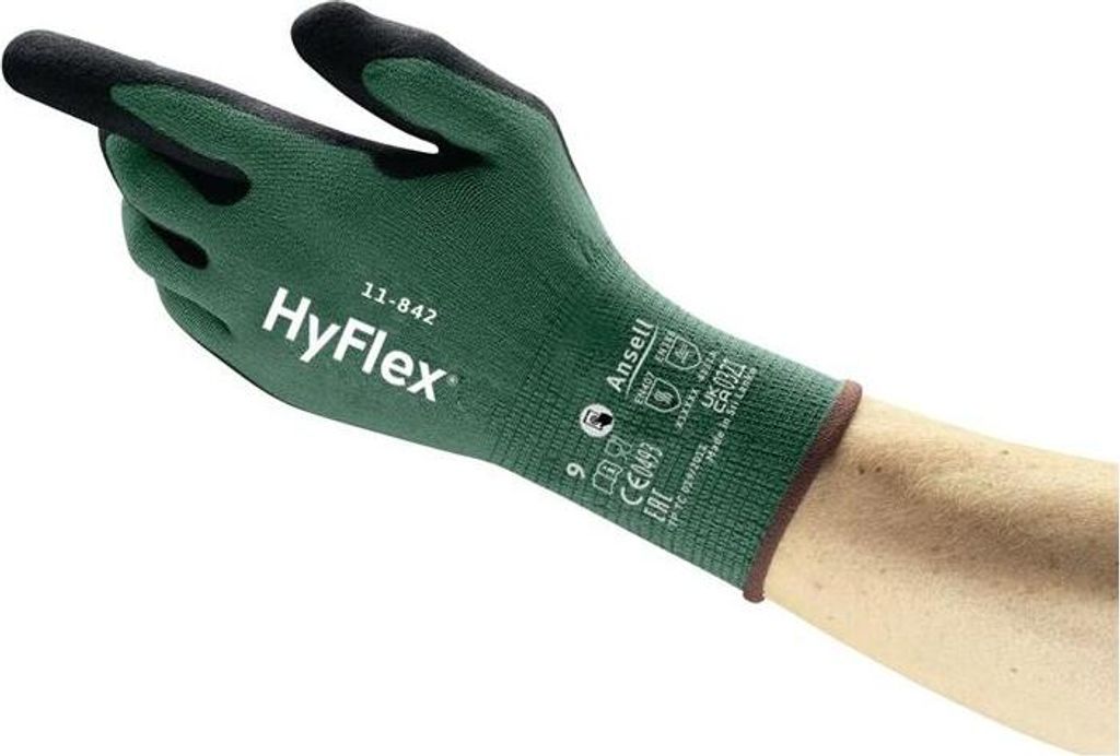 Handschuhe HyFlex 11-842 Gre 10 schwarz/grn EN ISO 21420,EN 388, EN407 PSA-Kategorie III