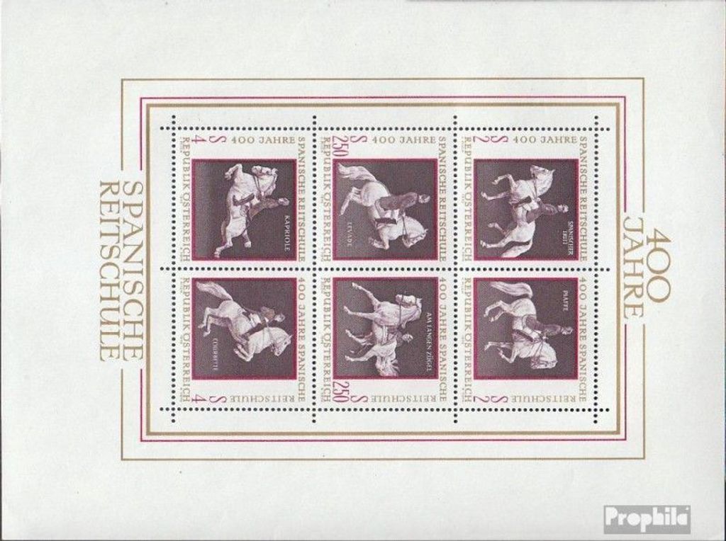 Briefmarken Österreich 1972 Mi Block2 (kompl.Ausg.) postfrisch 400 Jahre Spanische Reitschule