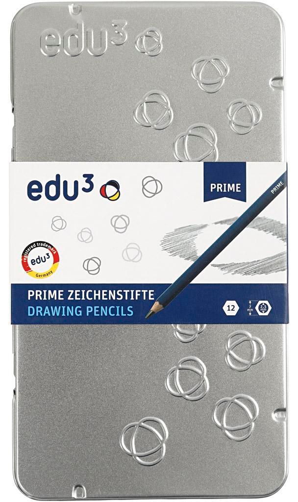 Edu3 Edu Zeichenstift, B,2b,4b,5b,6b,8b,9b,hb,h,2h,3h,4h, 12 Stück 1 Box