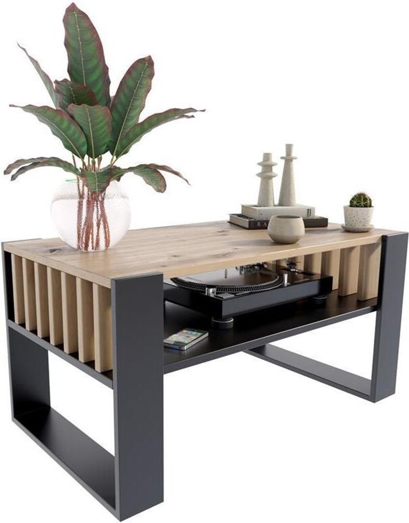 MATKAM Couchtisch IGA H50 x B100 x T53,6 cm, mit Lamellen Produktbild 