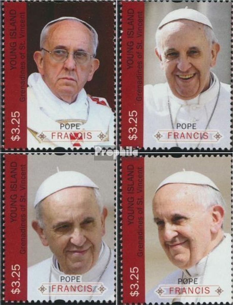 Briefmarken St. Vincent - Young Island 2013 Mi 27-30 (kompl.Ausg.) postfrisch Papst Franziskus