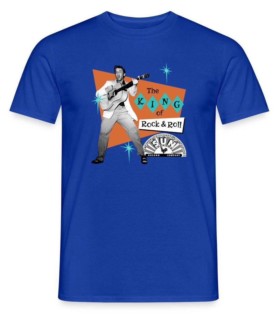 Spreadshirt Elvis Presley The King Of Rock & Roll Männer T-Shirt, 3XL, Dunkelblau