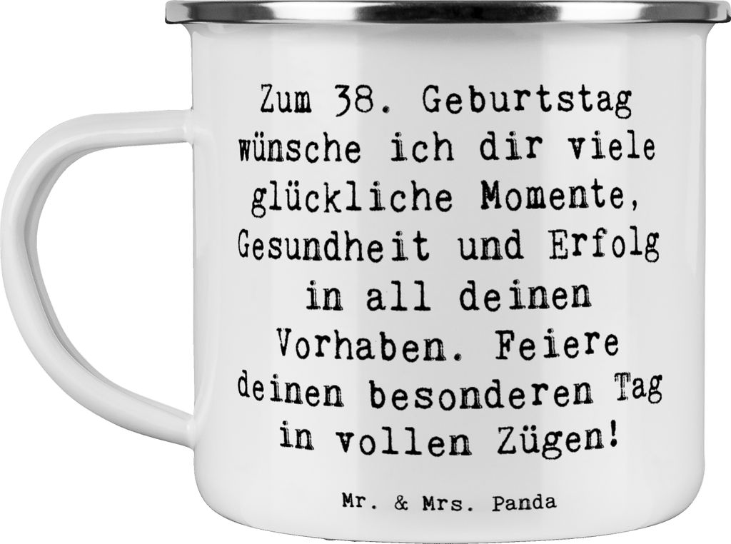 Mr. & Mrs. Panda Teetasse Spruch 38. Geburtstag Glück - Weiß - Geschenk, feiern, Teebecher, Pott, Glückwunsch, unvergesslich, Happy Birthday, be...