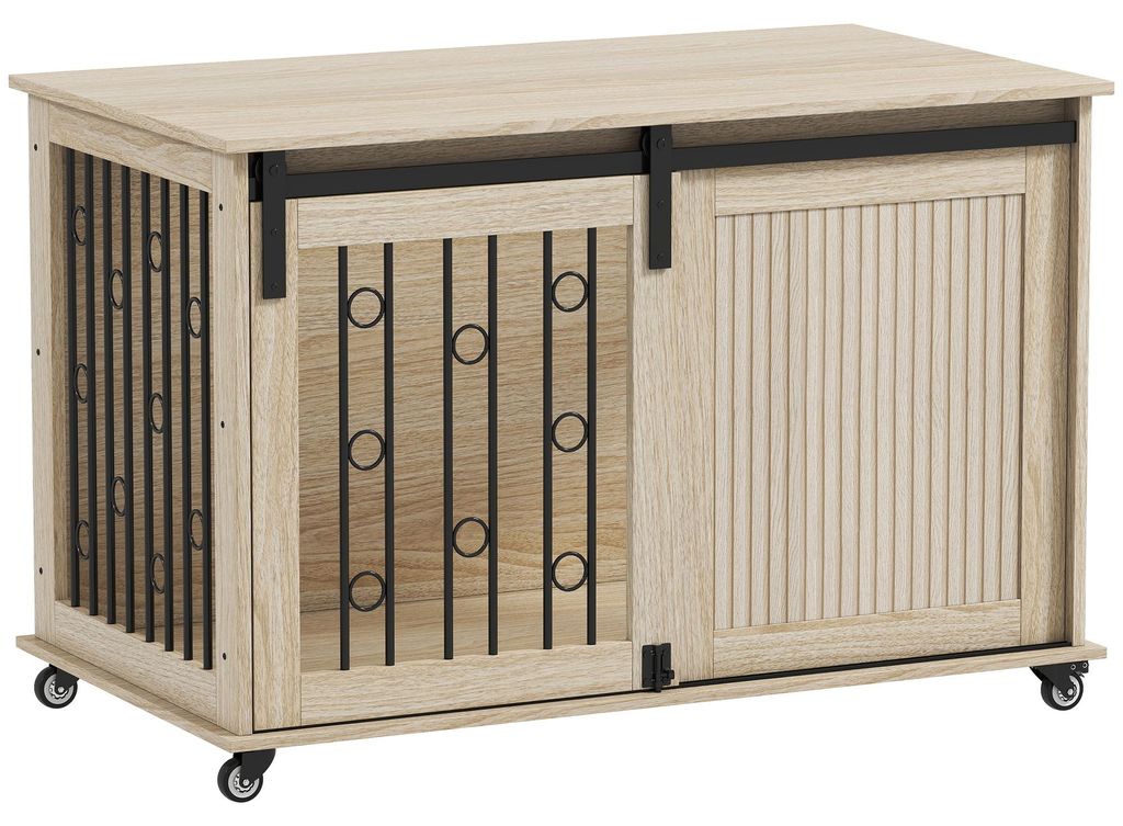 PawHut psí klec 100 cm, domácí klec pro psy s kolečky, 2 Obrázek produktu 