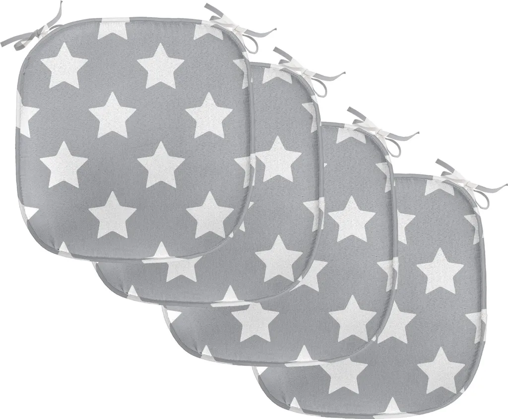 Coussin de Chaise Anti-Glisse et Anti-Taches 40x40 cm Étoiles Lot de 4