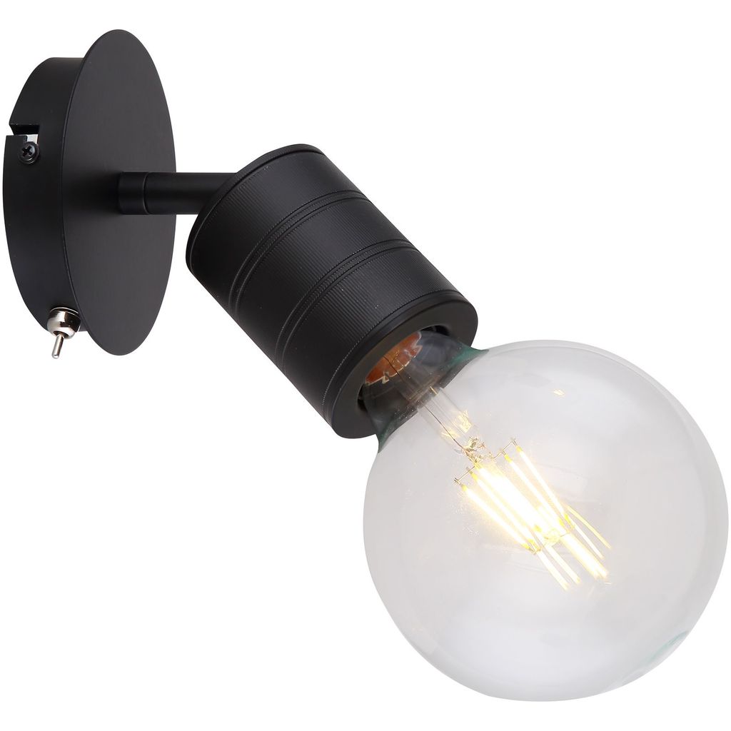 GLOBO Wandleuchte mit Schalter Wandlampe Innen Wandstrahler Schwarz 54030-1