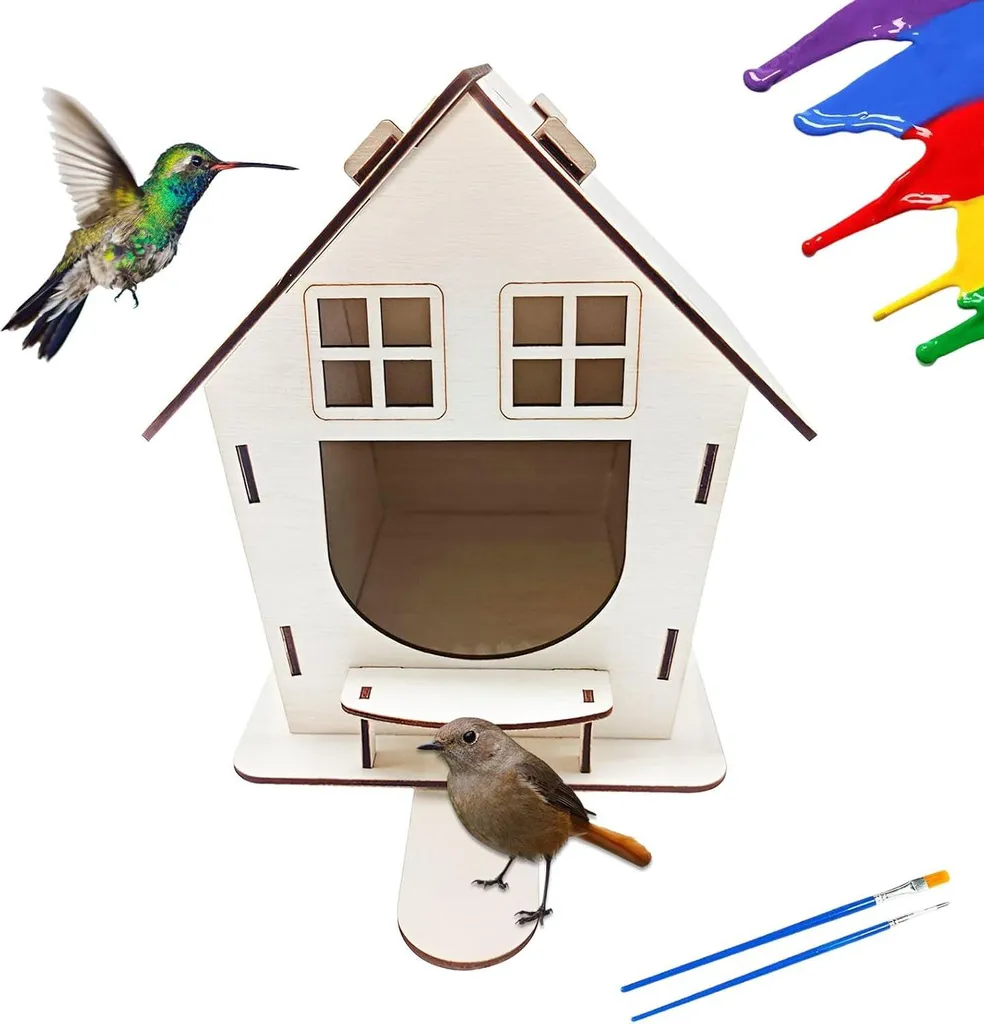 Mangeoire pour oiseaux et écureuils en bois brut Smile B à suspendre