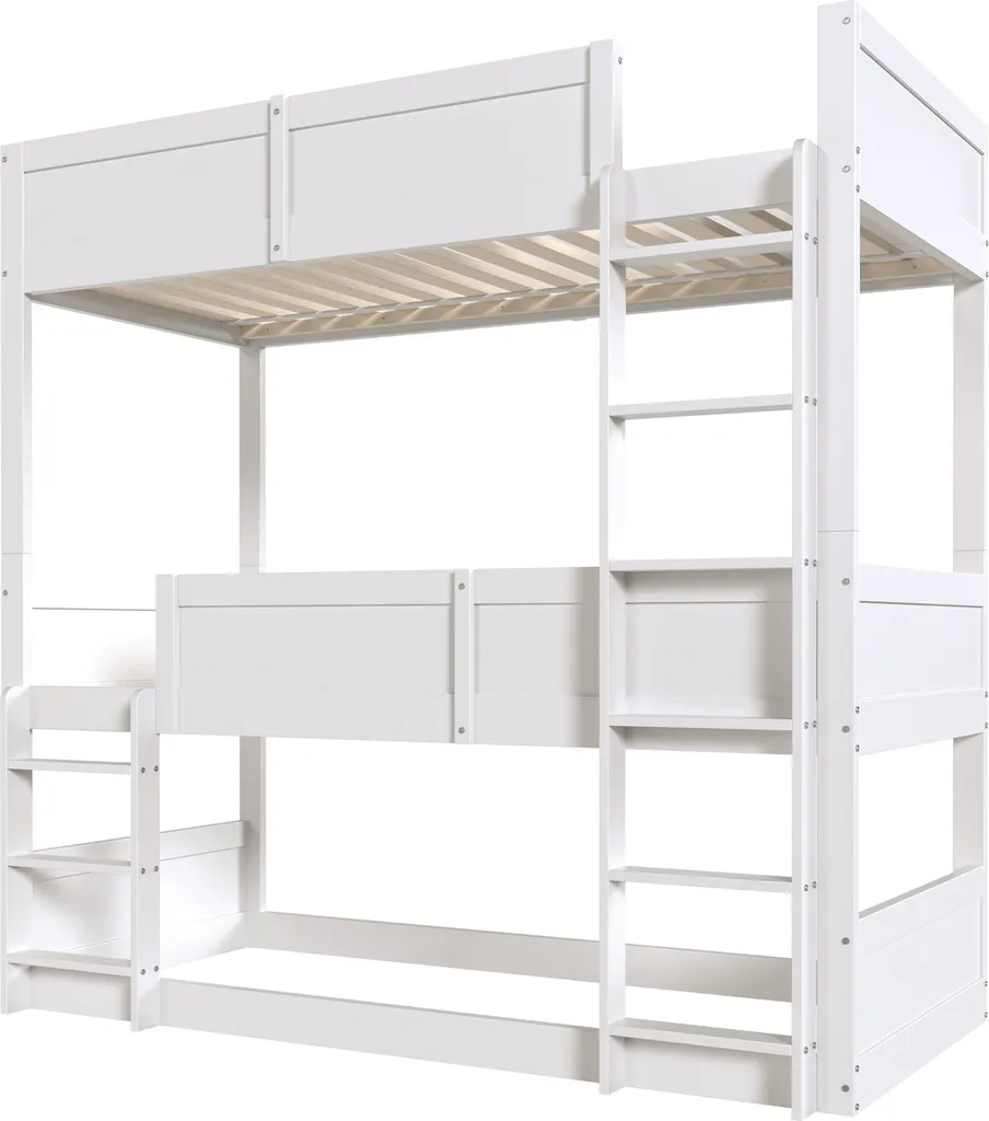 Lit Superposé Triple Séparable : Solution 3-en-1 pour Manque de Place Blanc - 6
