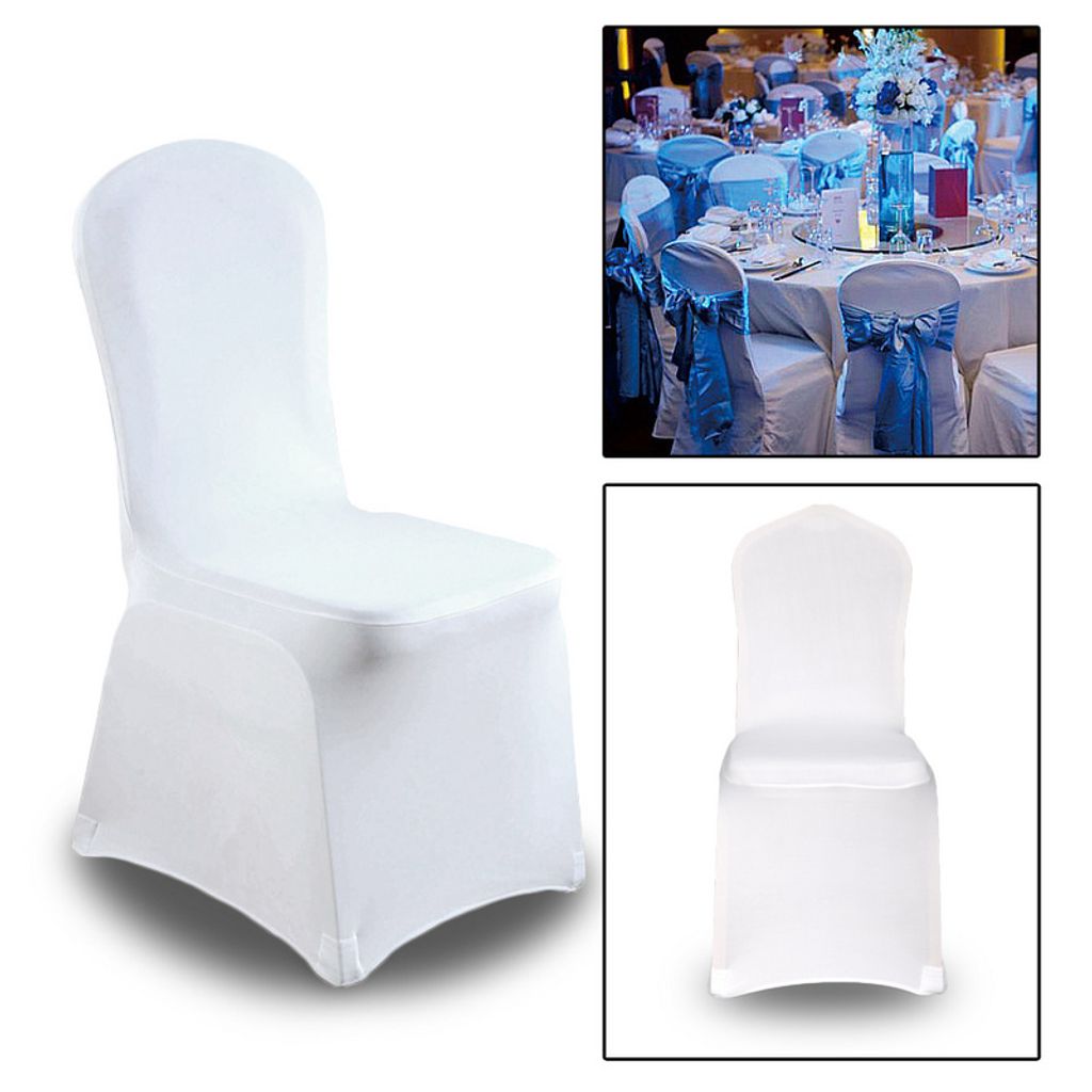 Stuhlhussen Universell Stuhlüberzug Stuhlhussen Stretch Weiß Stuhlbezug für Hochzeiten und Feiern Geburtstag Dekoration 50 Stück