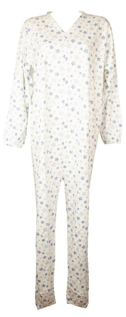 Elisa Damen-Overall, Einteiler, hinten offen, für ältere, kranke Winter-Baumwoll-Interlock, V-Ausschnitt, Artikel 022, XL, Cotone 100%
