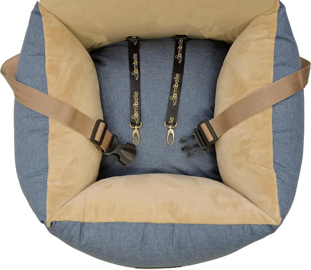 Seggiolino Auto Per Cani KYG – 58x55x36 Cm, Impermeabile, Antiscivolo, Con 4 Cinghie E Imbracatura, Per Cani Fino A 26 Kg