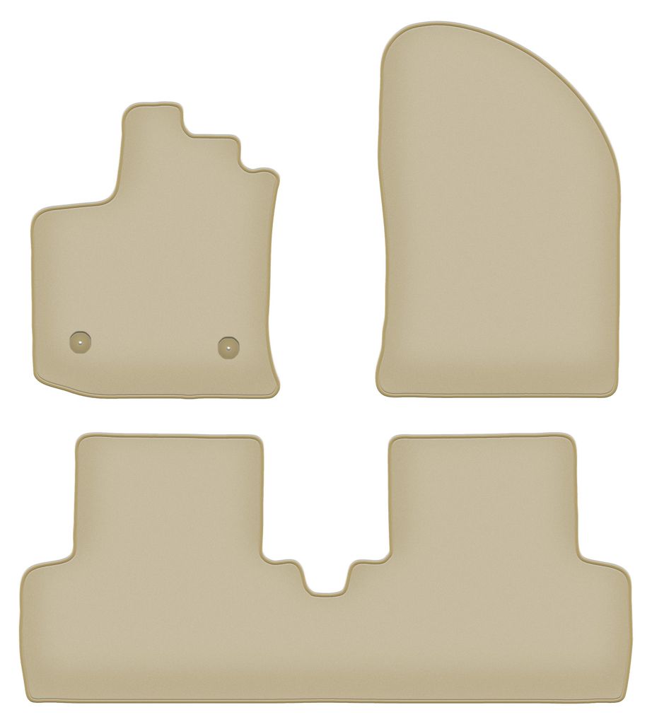 Velours-Fußmatten PREMIUM beige passend für Dacia Lodgy (2012-, Minivan) – mit Befestigungen – passgenau
