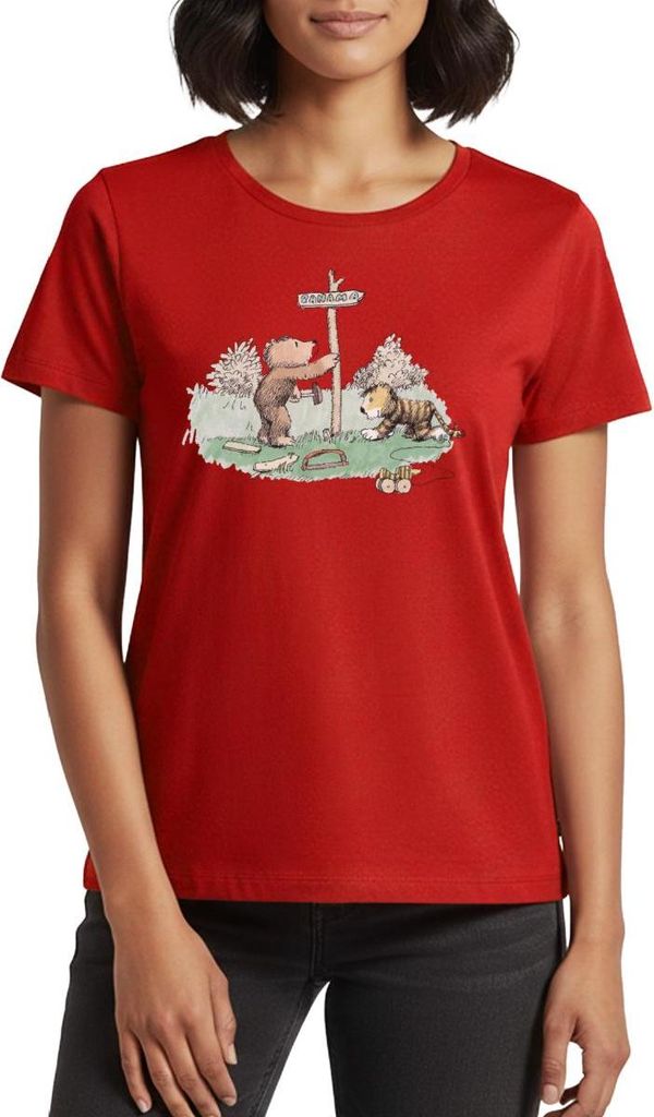 Spreadshirt Janosch Tiger und Bär Panama Schild Frauen Premium T-Shirt, M, Rot