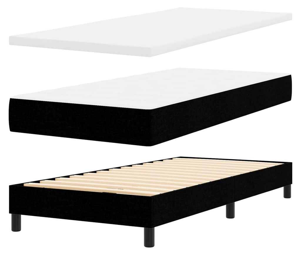 Boxspringbett mit Matratze Schwarz 90x200 cm Stoff Gästebett Familienbett