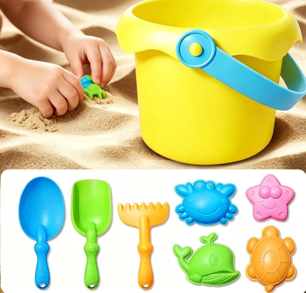 Sandspielzeug Set für Kinder, Sand Toys mit Schaufel, Rechen,Sandförmchen,Outdoor Spielzeug für Strand und Sandkasten