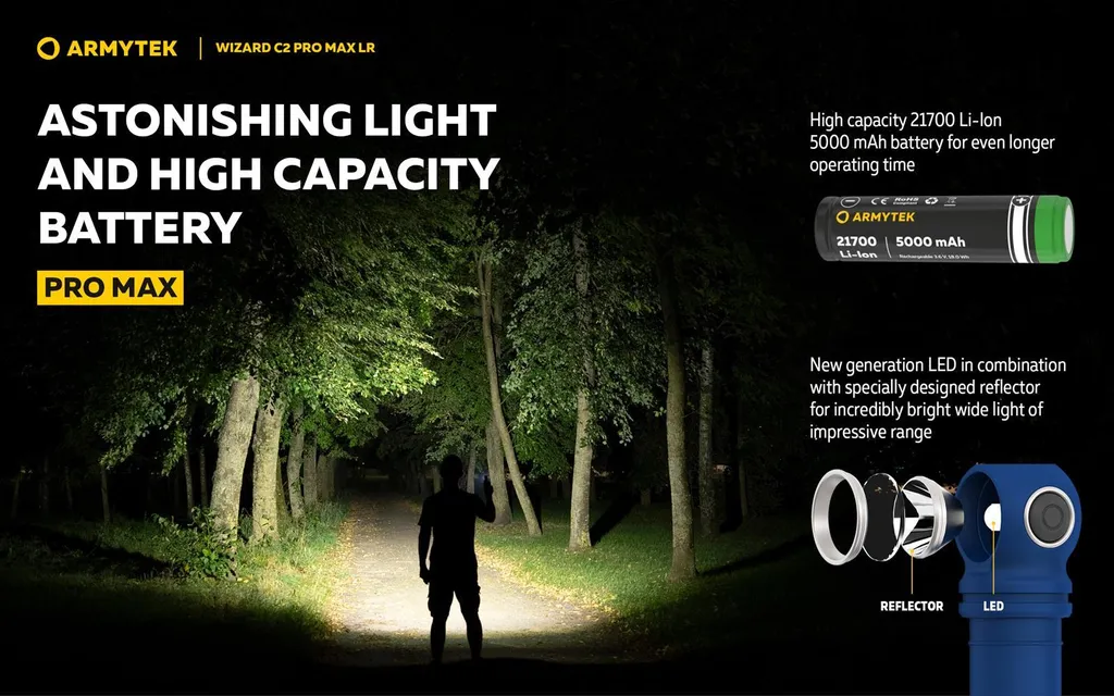 Éclairage Puissant Wizard C2 Pro Max LR Armytek pour Vision Nocturne - 10