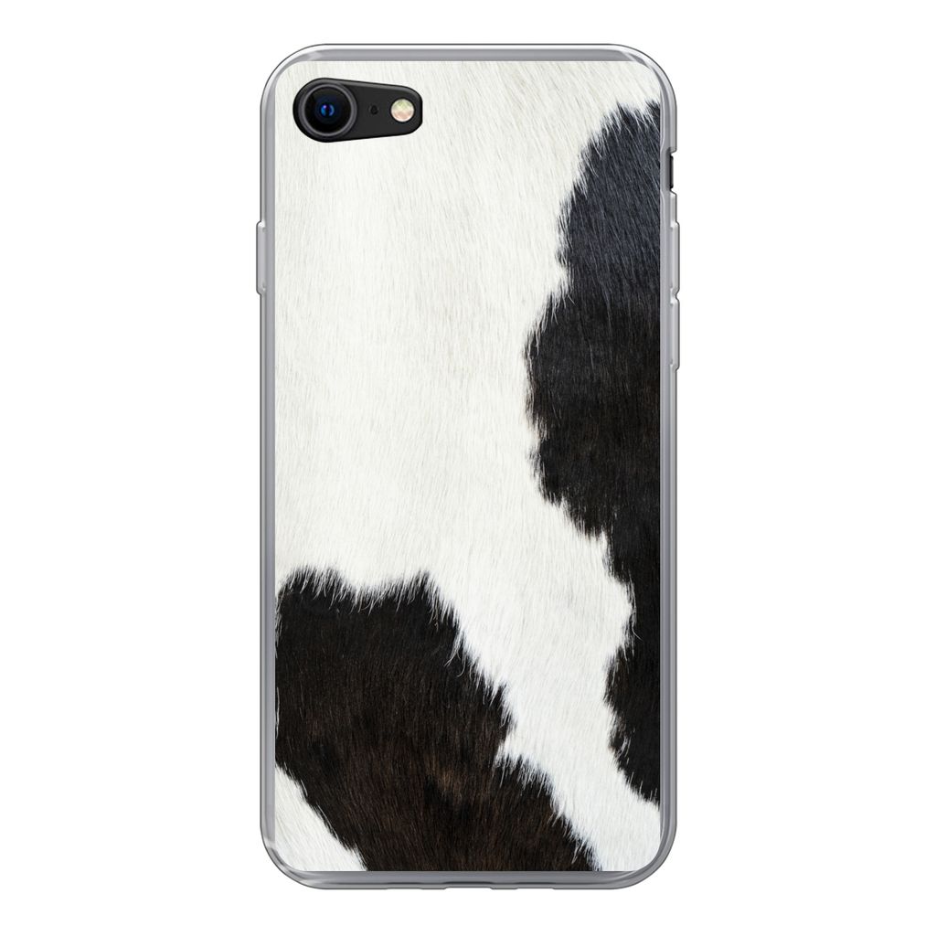 MuchoWow Handyhülle Schutzhülle Hülle für iPhone 7 Tiermuster - Kühe - Pelz Silikon Softcase Handy Hülle - Kartenhalter