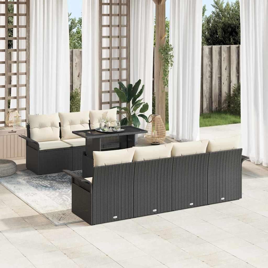 Maison Exclusive - Gartensofa-set mit Kissen 8 pcs Schwarz Poly-Rattan