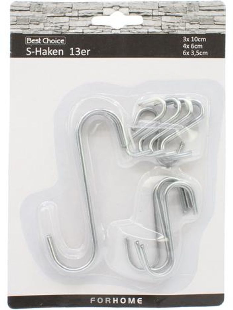 Haken S Form Edelstahl-Look 13er a.Karte 3 Größen Produktbild 
