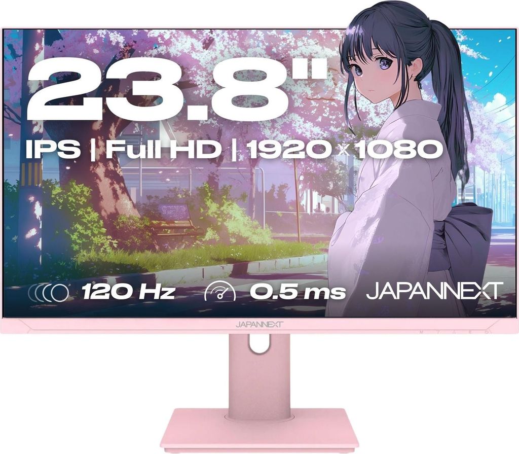 JAPANNEXT Gaming Monitor 23.8" IPS Full HD (1920x1080) 120Hz 0.5ms Pastell Rosa JN-IPS238G120F-HSP-PK