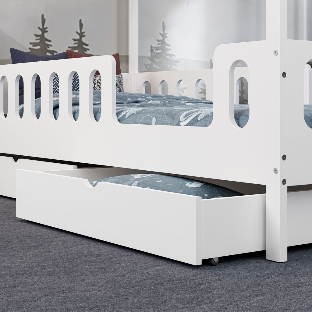 LARS Kinderbett Jugendbett 200x90 cm - Weiß, 2 Schubladen, Produktbild 6