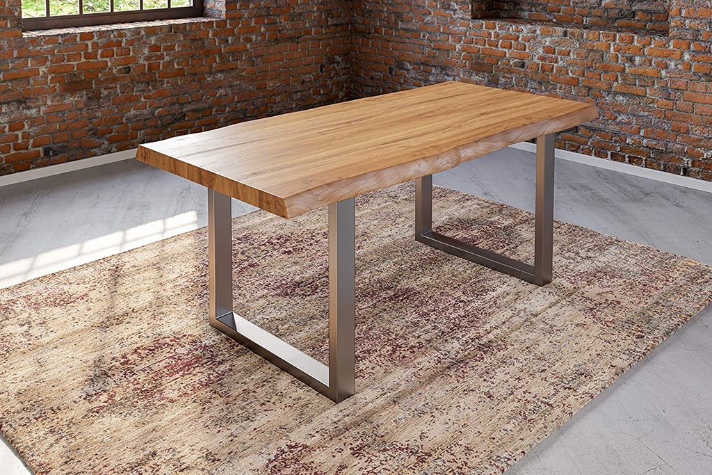 Esstisch Baumkante massiv Akazie natur 300 x 100 Silber Utrecht