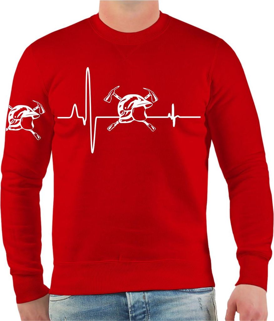 Herren Sweatshirt Feuerwehr Herzschlag