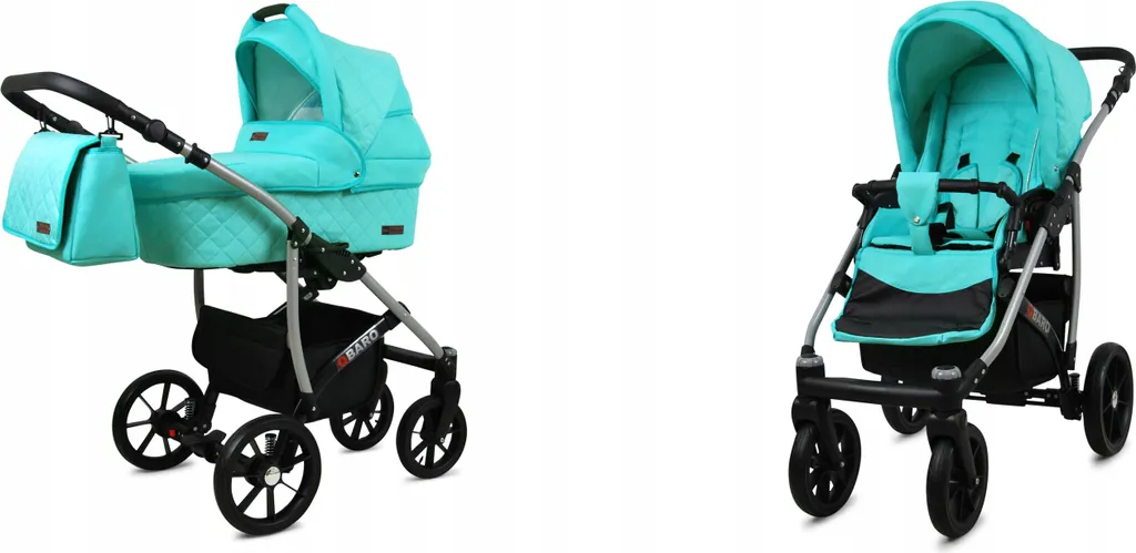 Poussette évolutive 2in1 BabyLux Qbaro Mint pour balades ville et parc