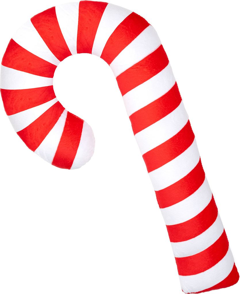 Deko Samt Kissen zum Weihnachten in Zuckerstangen Form | Gemütliches Weiches Material 55 x 8 cm Groß | Rot-Weiß [091]